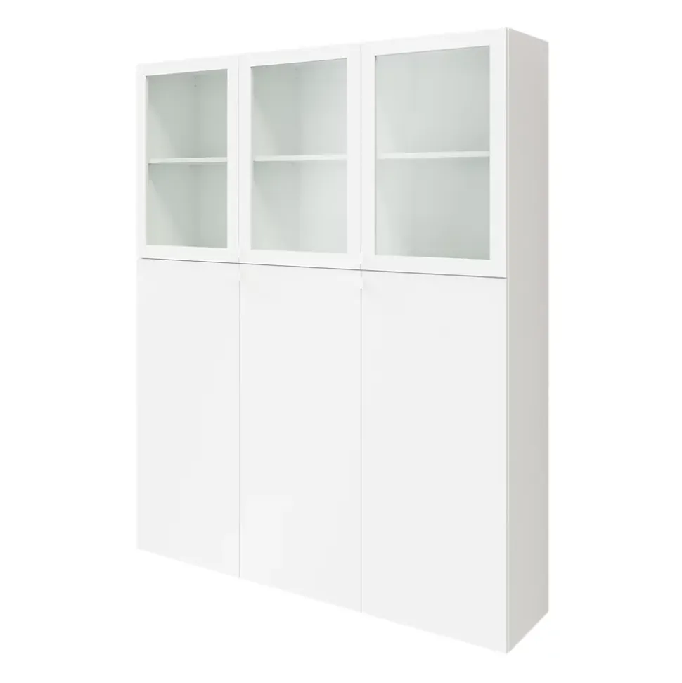Meuble de rangement blanc avec portes battantes vitrées GoodHome Atomia H. 187,5 x L. 150 x P. 37 cm