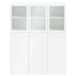 Meuble de rangement blanc avec portes battantes vitrées GoodHome Atomia H. 187,5 x L. 150 x P. 37 cm