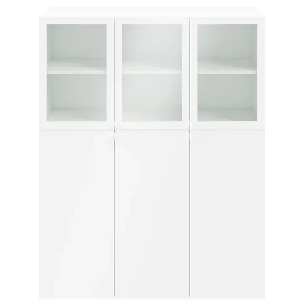 Meuble de rangement blanc avec portes battantes vitrées GoodHome Atomia H. 187,5 x L. 150 x P. 37 cm