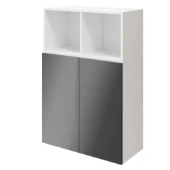Meuble de rangement blanc portes battantes anthracite brillant GoodHome Atomia H. 112,5 x L. 75 x P. 37 cm
