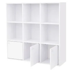 Meuble de Rangement Blanc 9 Cases avec 3 Portes - L97,5 cm