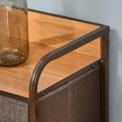Meuble de rangement commode 7 tiroirs plateau MDF aspect bois acier non tissé marron beige