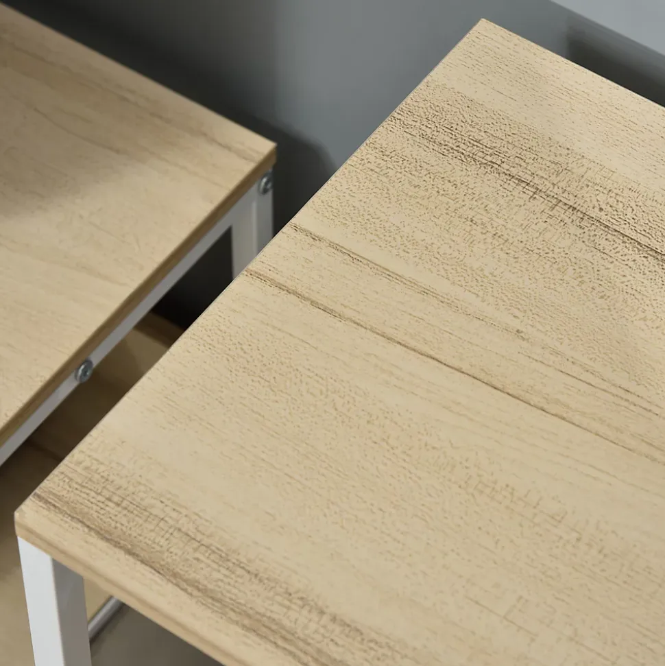 Meuble de rangement commode design - 3 tiroirs, 2 étagères - métal MDF non tissé beige