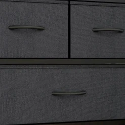 Meuble de rangement commode 5 tiroirs 2 étagères acier MDF non tissé noir