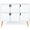 Meuble de rangement cube enfant EMMIE avec 6 cases en bois blanc