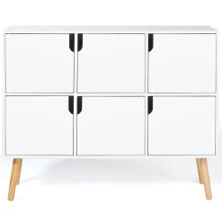 Meuble de rangement cube enfant EMMIE avec 6 cases en bois blanc