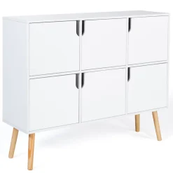 Meuble de rangement cube enfant EMMIE avec 6 cases en bois blanc
