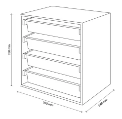 Meuble de rangement cube blanc avec 4 paniers coulissants filaires GoodHome Atomia H. 75 x L. 75 x P. 58 cm