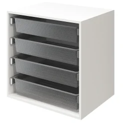 Meuble de rangement cube blanc avec 4 paniers coulissants filaires GoodHome Atomia H. 75 x L. 75 x P. 58 cm