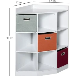Meuble de rangement d'angle unité de rangement 9 niches 3 tiroirs non tissé MDF blanc