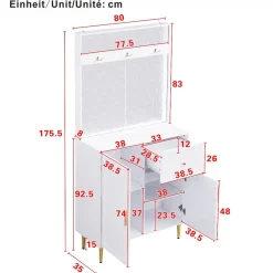 Meuble De Rangement D'entrée Blanc - Armoire Et Étagère à Chaussures - 80 X 175,5 X 35 Cm