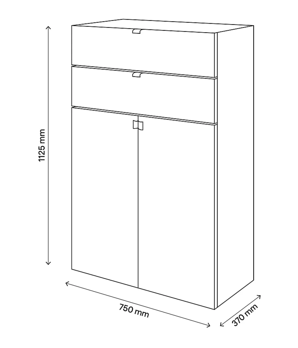 Meuble de rangement effet chêne portes battantes et tiroir blancs GoodHome Atomia H. 112,5 x L. 75 x P. 37 cm
