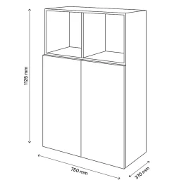Meuble de rangement effet chêne portes battantes vitrées GoodHome Atomia H. 112,5 x L. 75 x P. 37 cm