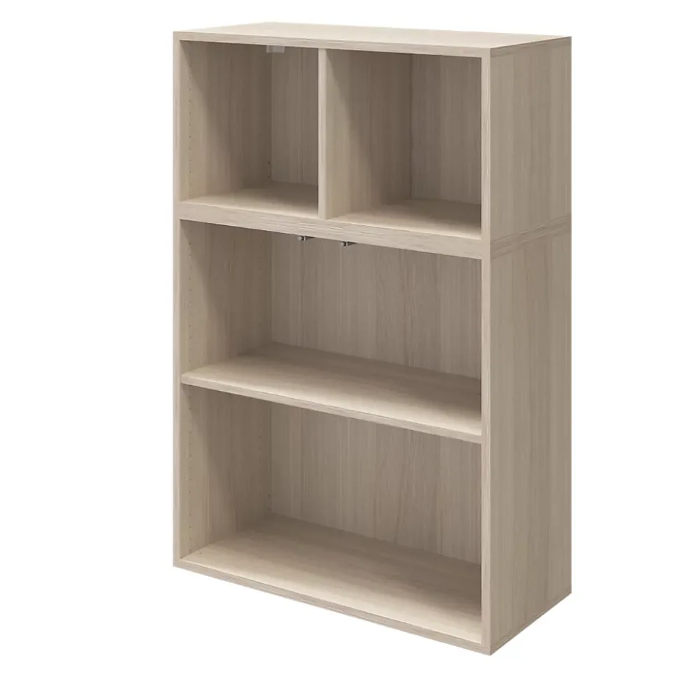 Meuble de rangement effet chêne portes battantes vitrées GoodHome Atomia H. 112,5 x L. 75 x P. 37 cm