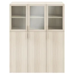 Meuble de rangement effet chêne avec portes battantes vitrées GoodHome Atomia H. 187,5 x L. 150 x P. 37 cm