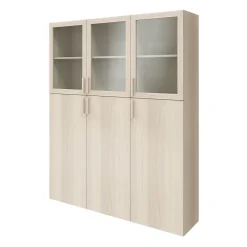 Meuble de rangement effet chêne avec portes battantes vitrées GoodHome Atomia H. 187,5 x L. 150 x P. 37 cm