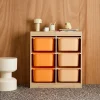 Meuble de rangement enfant 6 bacs de rangement en plastique orange pêche - Sora