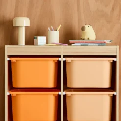 Meuble de rangement enfant 6 bacs de rangement en plastique orange pêche - Sora