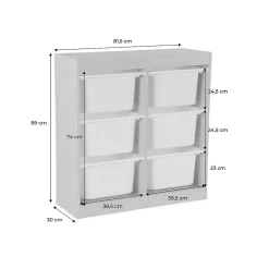Meuble de rangement enfant 6 bacs de rangement en plastique orange pêche - Sora