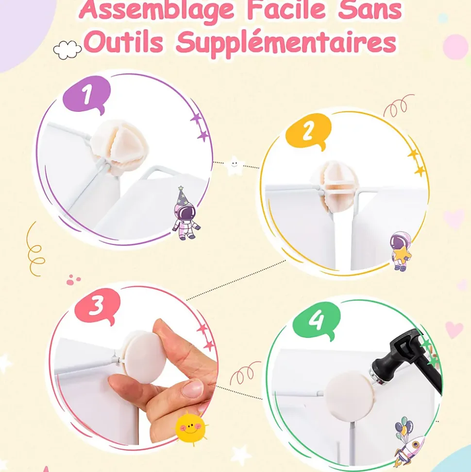 Meuble de Rangement Enfants 12 Cubes,35x35cm avec Barre de Suspension,pour Vêtements,Chaussures,Jouets (Astronaute-Blanc)