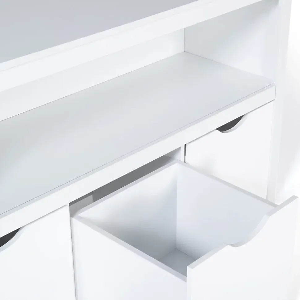 Meuble de rangement enfant MANA en bois blanc 3 tiroirs cubes sur roulettes