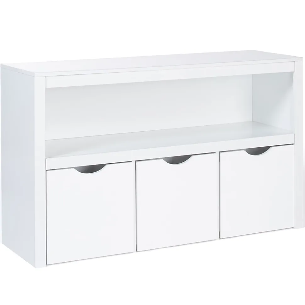 Meuble de rangement enfant MANA en bois blanc 3 tiroirs cubes sur roulettes