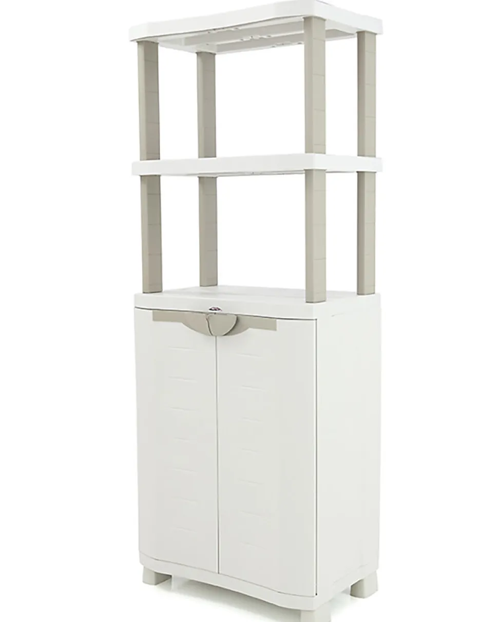 Meuble de rangement intérieur/extérieur coloris beige - Longueur 70 x Profondeur 45 x Hauteur 184 cm