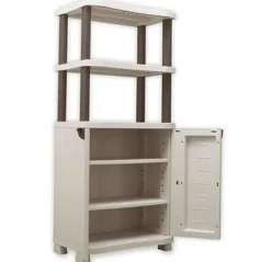 Meuble de rangement intérieur/extérieur coloris beige - Longueur 70 x Profondeur 45 x Hauteur 184 cm