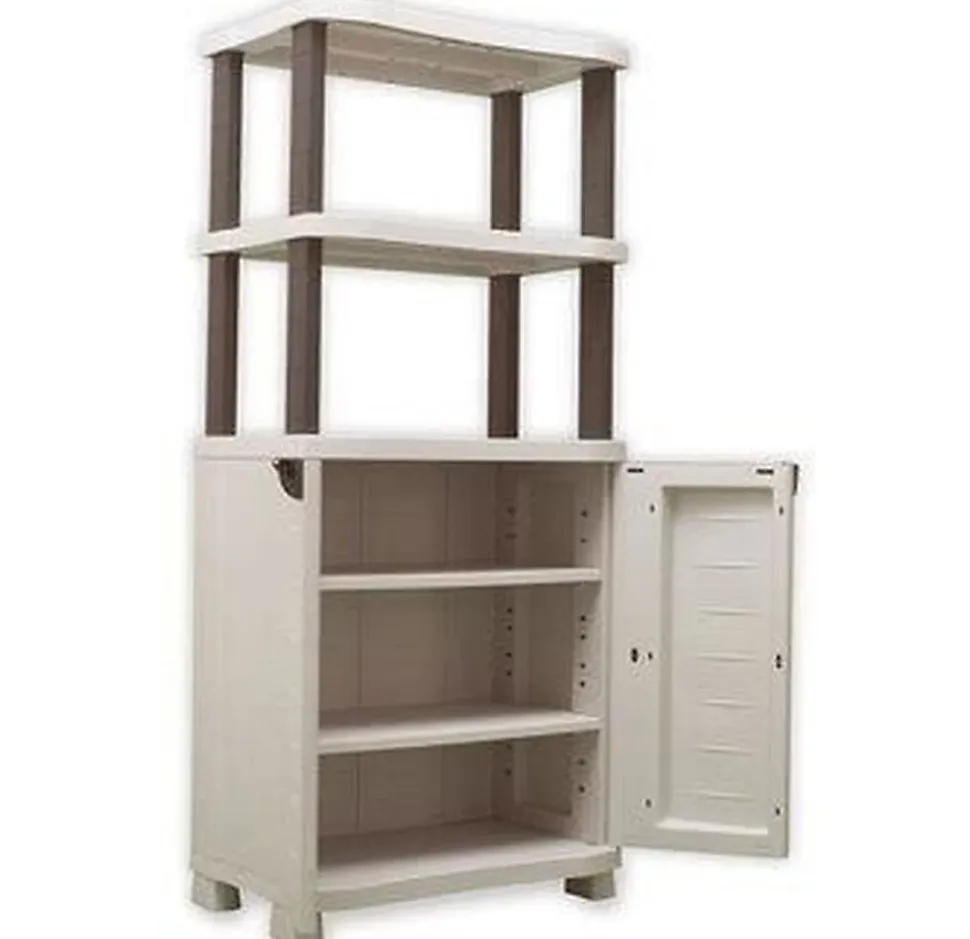 Meuble de rangement intérieur/extérieur coloris beige - Longueur 70 x Profondeur 45 x Hauteur 184 cm