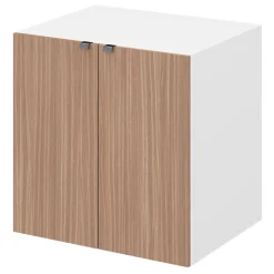 Meuble de rangement portes battantes effet chêne chaud et blanc GoodHome Atomia H. 75 x L. 75 x P. 58 cm