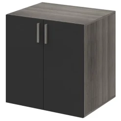 Meuble de rangement portes battantes noir et effet chêne grisé GoodHome Atomia H. 75 x L. 50 x P. 58 cm