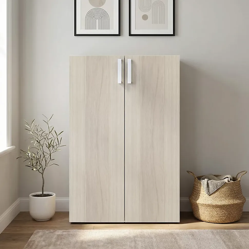 Meuble de rangement portes battantes effet chêne GoodHome Atomia H. 112,5 x L. 75 x P. 37 cm