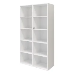 Meuble de rangement portes battantes vitrées et tiroirs blanc GoodHome Atomia H. 187,5 x L. 100 x P. 47 cm