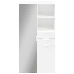 Meuble de rangement porte miroir et tiroirs blancs GoodHome Atomia H. 187,5 x L. 100 x P. 47 cm