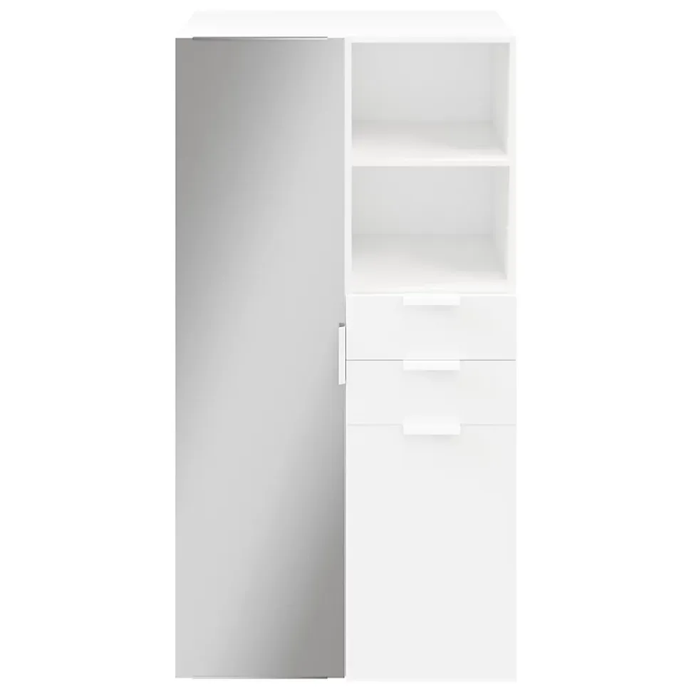 Meuble de rangement porte miroir et tiroirs blancs GoodHome Atomia H. 187,5 x L. 100 x P. 47 cm