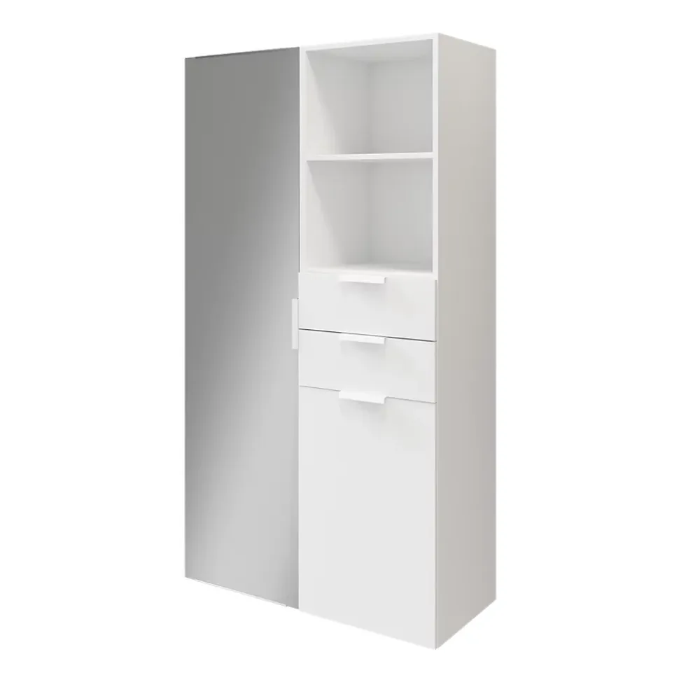 Meuble de rangement porte miroir et tiroirs blancs GoodHome Atomia H. 187,5 x L. 100 x P. 47 cm