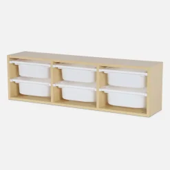Meuble de rangement pour enfant. naturel. 6 bacs en plastique