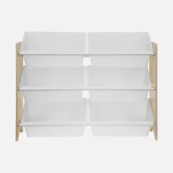 Meuble de rangement pour enfant avec 6 casiers - Tobias - MDF décor bois naturel. L 84 x P 29.5 x H 60cm