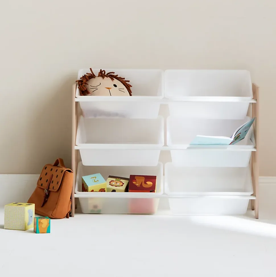 Meuble de rangement pour enfant avec 6 casiers - Tobias - MDF décor bois naturel. L 84 x P 29.5 x H 60cm