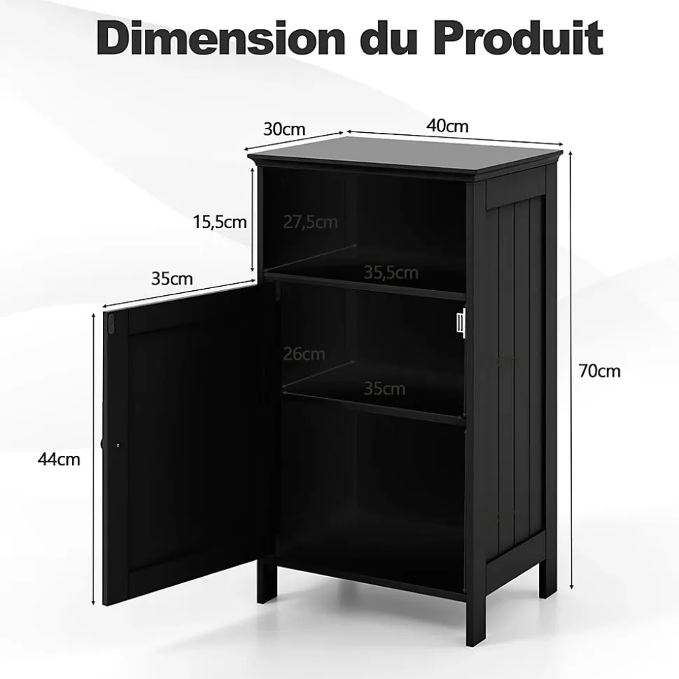 Meuble de Rangement pour Salle de Bains,en MDF avec 1 Porte,avec Étagère Réglable,Armoire de Salle de Bain (Noir)