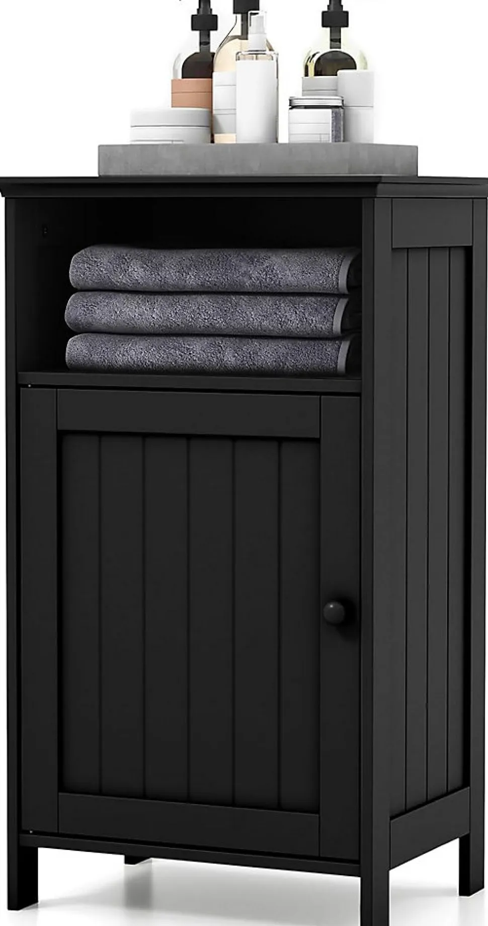 Meuble de Rangement pour Salle de Bains,en MDF avec 1 Porte,avec Étagère Réglable,Armoire de Salle de Bain (Noir)