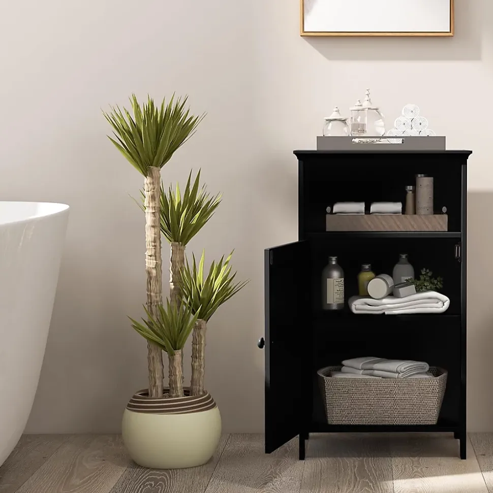 Meuble de Rangement pour Salle de Bains,en MDF avec 1 Porte,avec Étagère Réglable,Armoire de Salle de Bain (Noir)