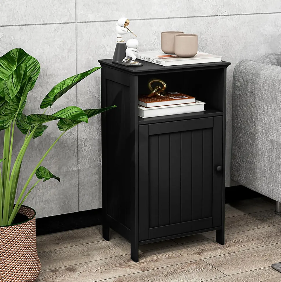 Meuble de Rangement pour Salle de Bains,en MDF avec 1 Porte,avec Étagère Réglable,Armoire de Salle de Bain (Noir)