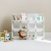 Meuble de rangement pour enfant avec 12 casiers. blanc - Tobias - MDF décor bois naturel. L 84 x P 29.5 x H 60cm