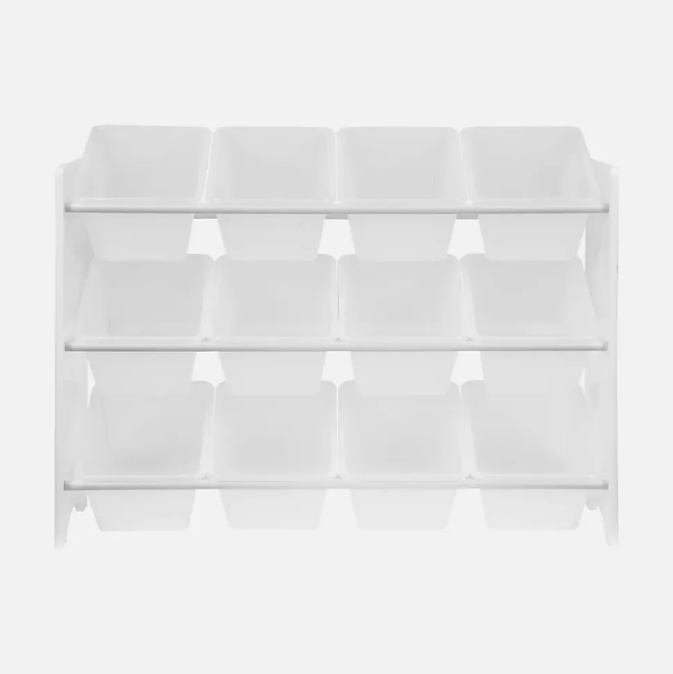 Meuble de rangement pour enfant avec 12 casiers. blanc - Tobias - MDF décor bois naturel. L 84 x P 29.5 x H 60cm