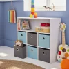 Meuble de rangement pour enfant. blanc - Camille - avec 7 compartiments et 6 paniers gris et bleus