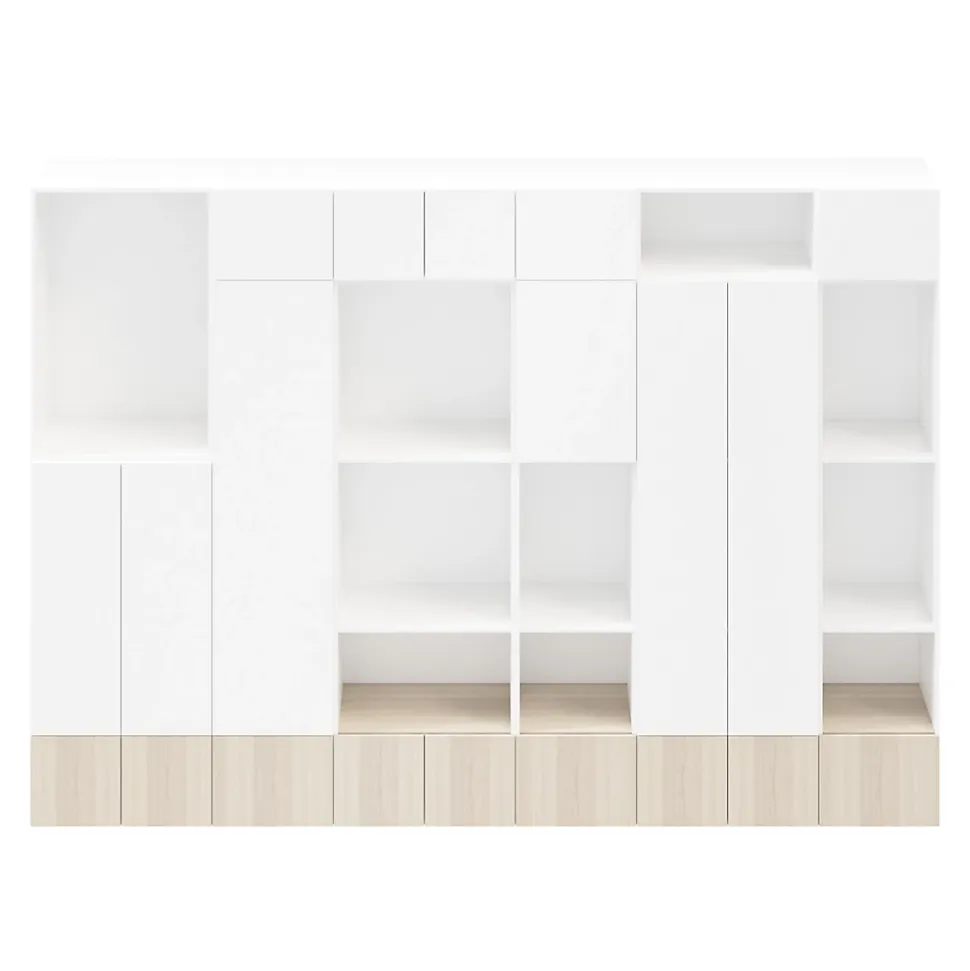 Meuble de rangement semi ouvert blanc et effet chêne GoodHome Atomia H. 262,5 x L. 375 x P. 47 cm