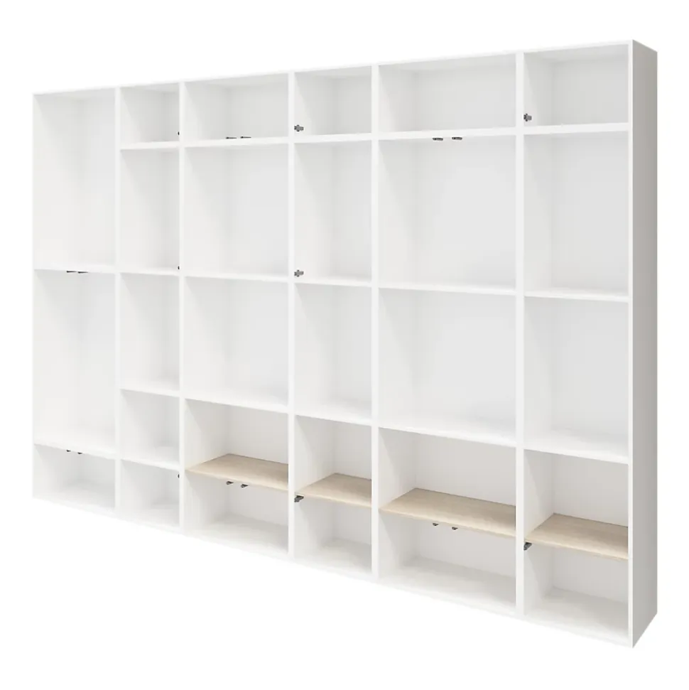 Meuble de rangement semi ouvert blanc et effet chêne GoodHome Atomia H. 262,5 x L. 375 x P. 47 cm