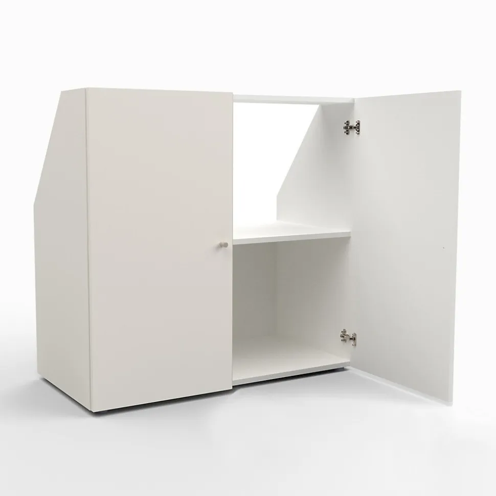 Meuble de rangement sous pente 2 portes CALI Blanc - H. 100 x L. 100 x P. 51.8 cm