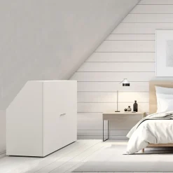 Meuble de rangement sous pente 2 portes CALI Blanc - H. 100 x L. 100 x P. 51.8 cm